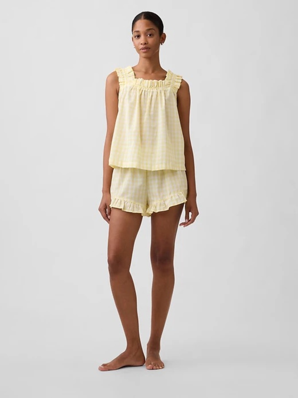 GAP Yellow Gingham Ruffle Pajama Set